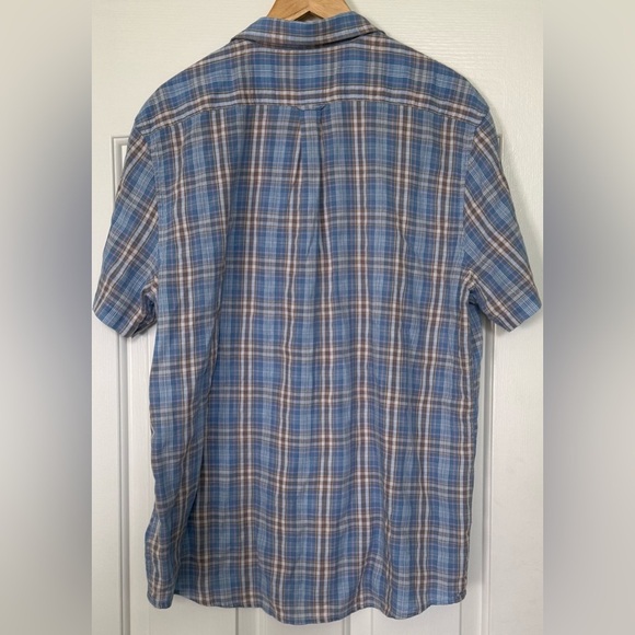 Grayers Clothiers Men’s Plaid Short Sleeve Shirt Blue Brown Cotton XL - Picture 5 of 9